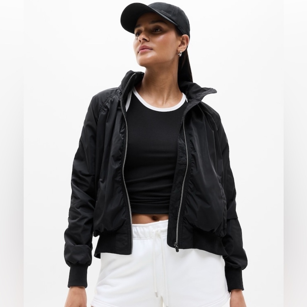 NWT Athleta Jetset Bomber Black Jacket Size Large
